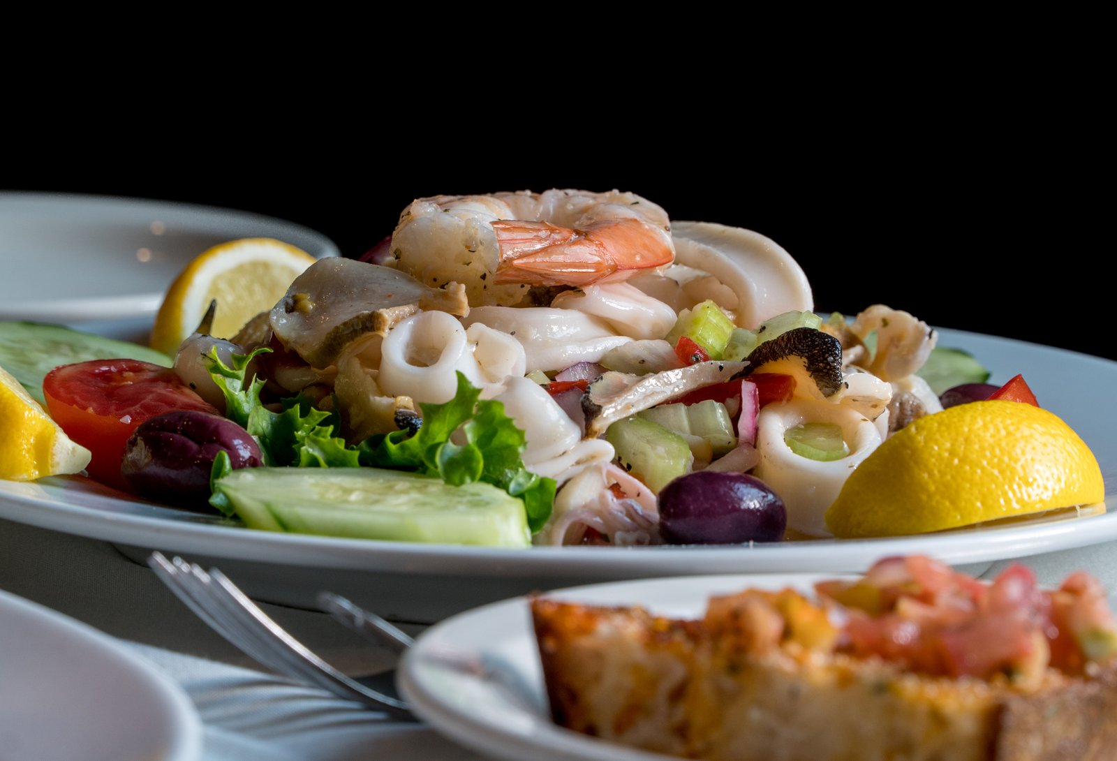 Seafood salad with shrimp and calamari